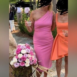 Hello Molly Pink One-Shoulder Cocktail Dress